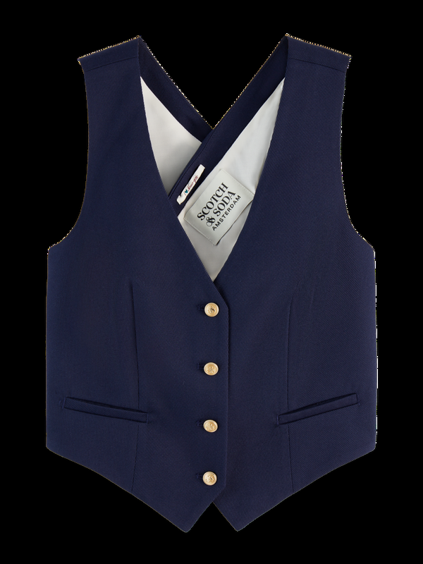 Scotch & Soda Cross Back Gabardine Twill Waistcoat