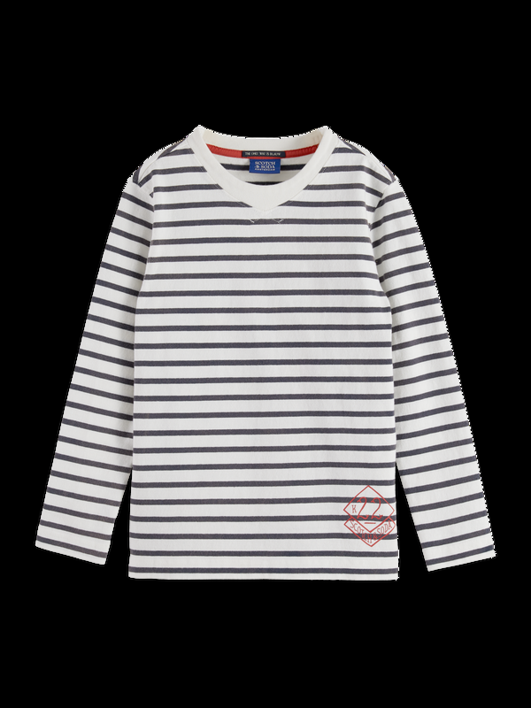 scotch & soda Denim washed striped breton t-shirt