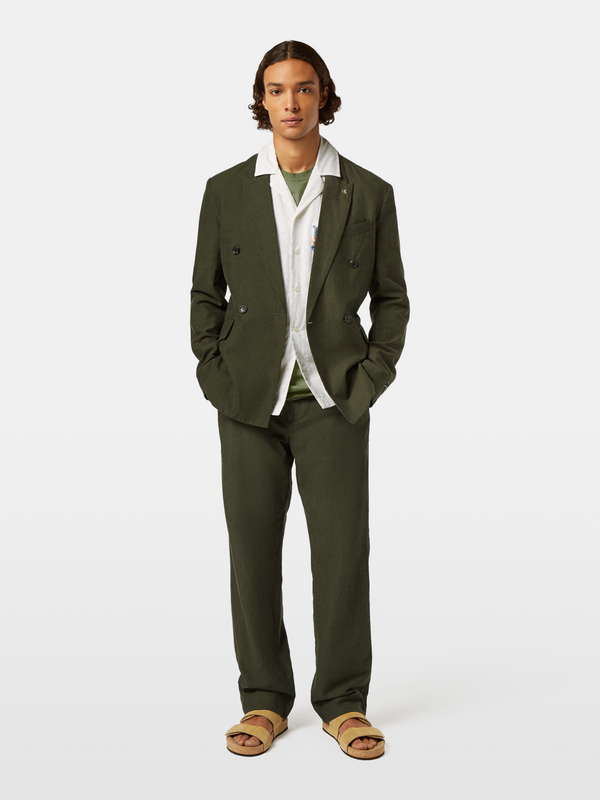 Scotch & Soda Double-Breasted Linen-Blend Blazer