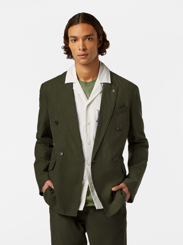 scotch & soda Double-Breasted Linen-Blend Blazer