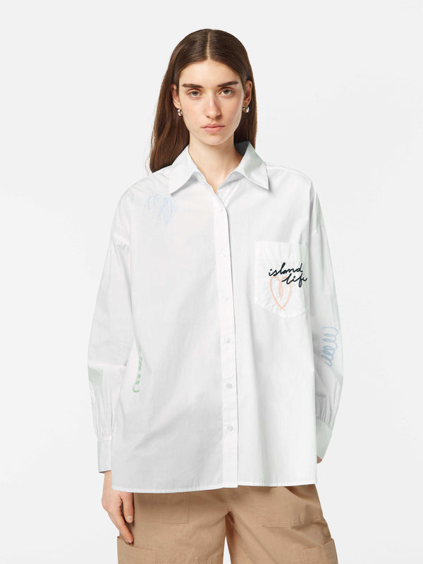 scotch & soda Embroidered poplin shirt
