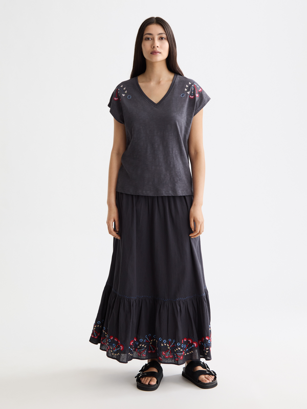 Scotch & Soda Embroidered V-neck T-shirt