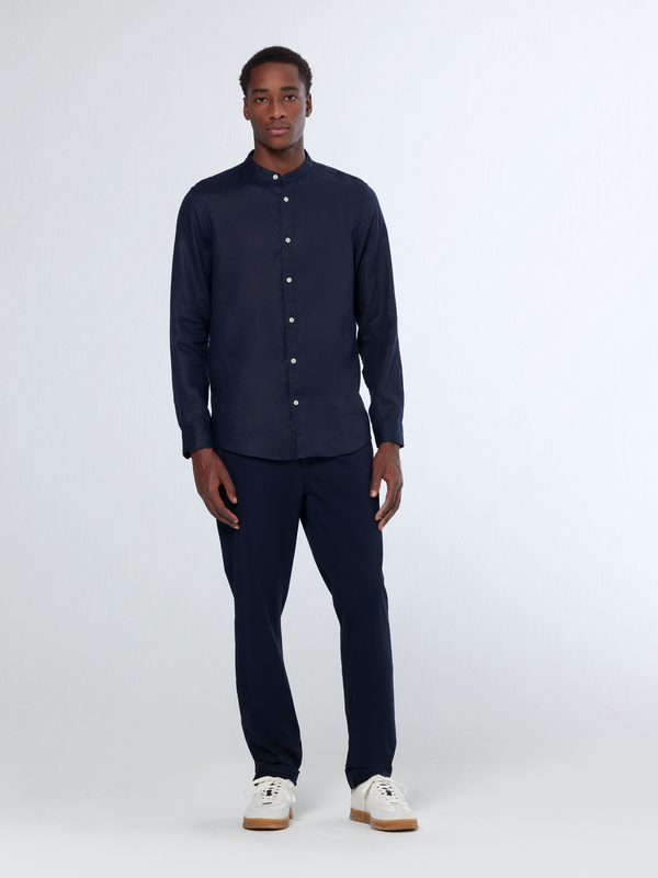 scotch & soda Essentials Collarless Linen Shirt