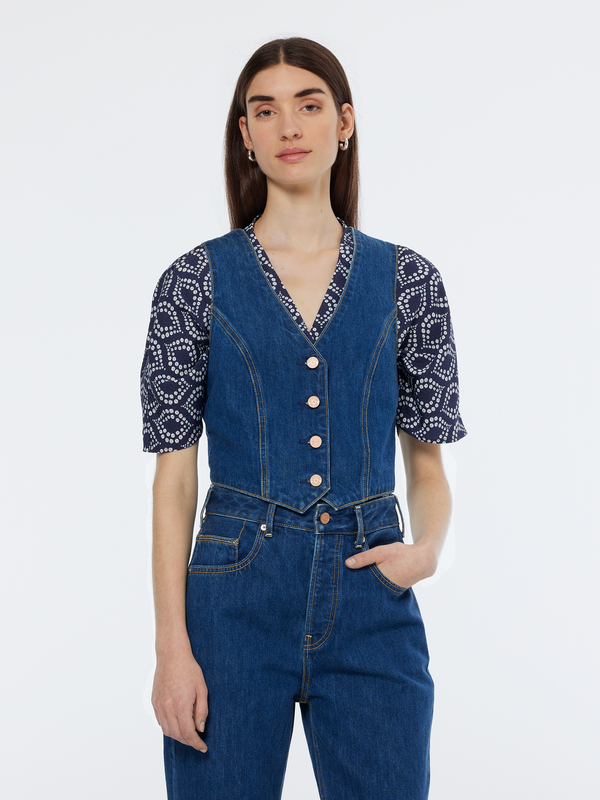 scotch & soda Fitted denim waistcoat City Fresh