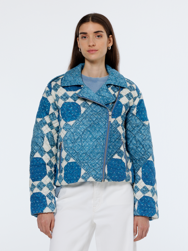 scotch & soda Heirloom print quilted biker jacket