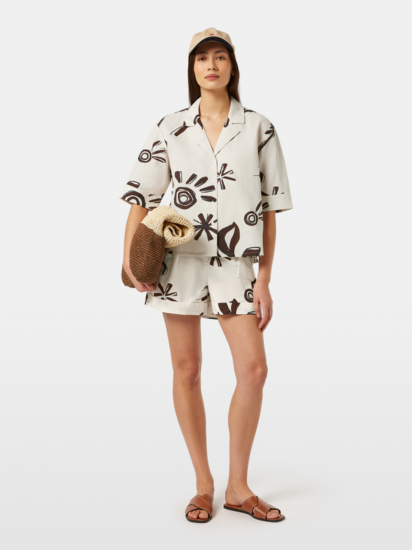 scotch & soda High rise linen printed shorts