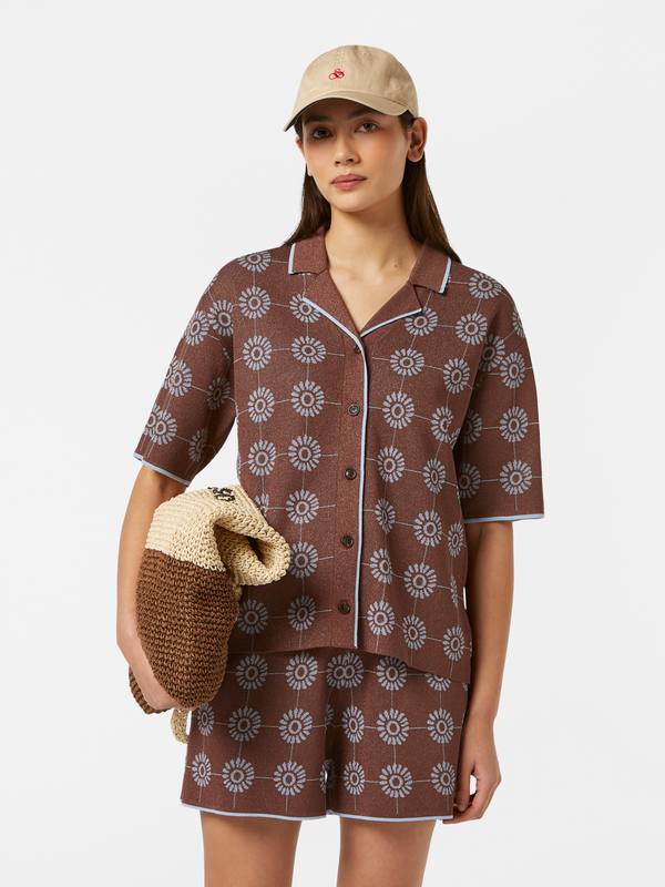 scotch & soda Jacquard collared knitted shirt