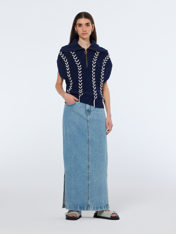 Scotch & Soda Lace Detail Half Zip Spencer