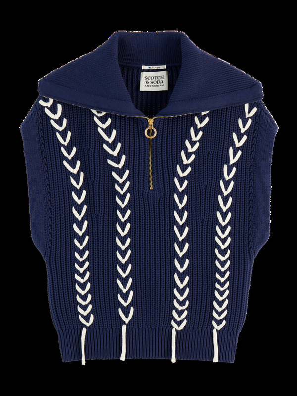 Scotch & Soda Lace Detail Half Zip Spencer