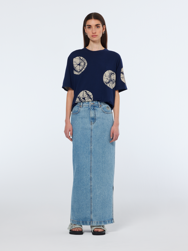 scotch & soda Low rise denim maxi skirt Lakehouse