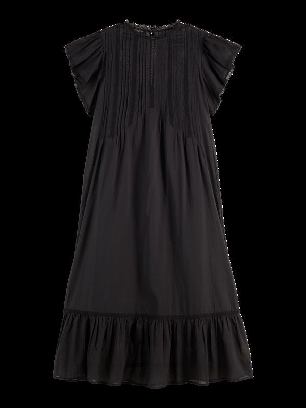 Scotch & Soda Maxi Dress With Pleated Lace Details