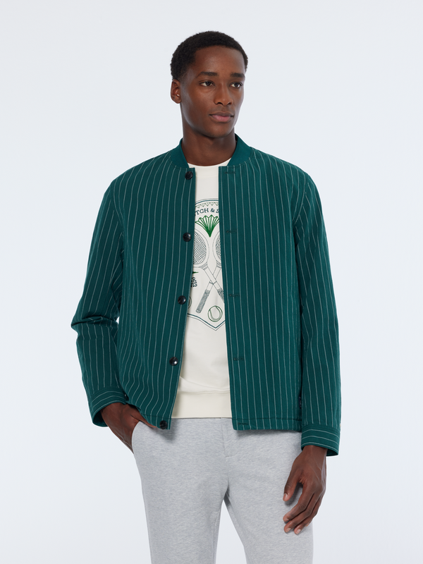 scotch & soda Pinstriped cotton-blend bomber jacket