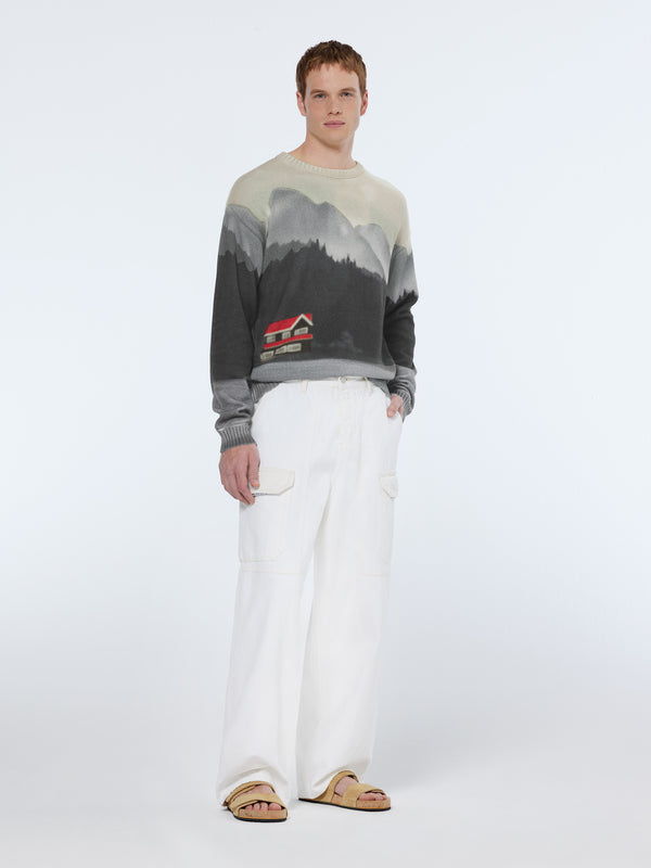 Scotch & Soda Printed Dropped Shoulder Crewneck