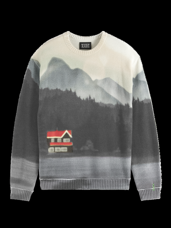 Scotch & Soda Printed Dropped Shoulder Crewneck