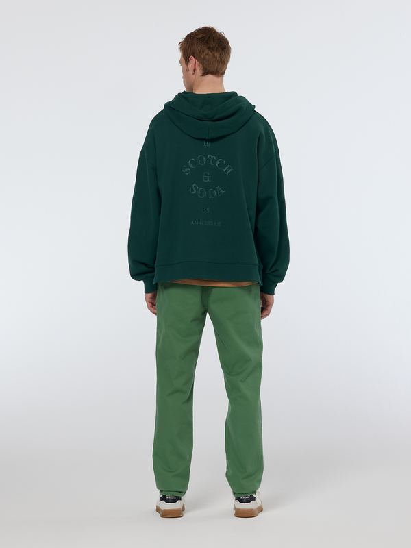 Scotch & Soda Rib Insert Zipped Loose Fit Hoodie