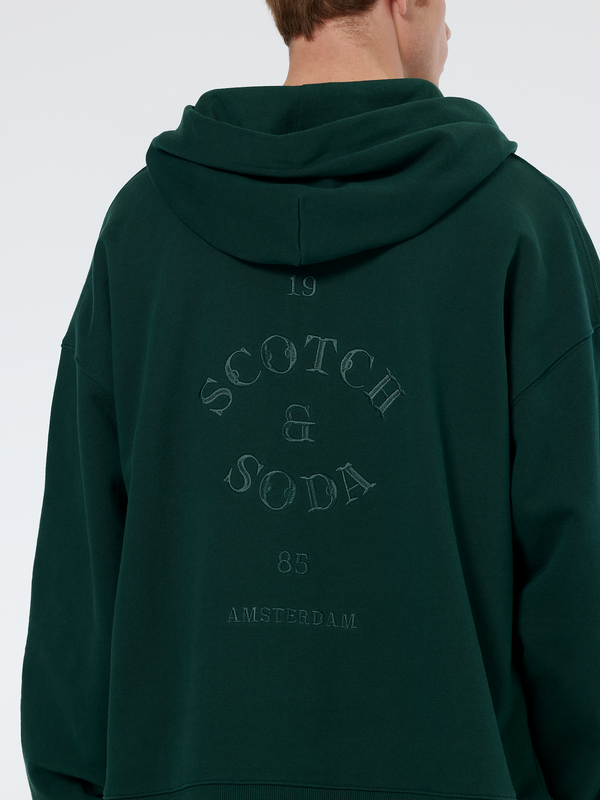 Scotch & Soda Rib Insert Zipped Loose Fit Hoodie