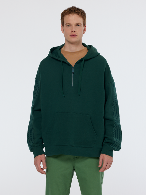 scotch & soda Rib insert zipped loose fit hoodie