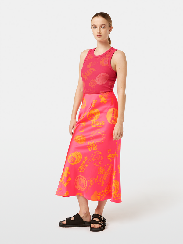 scotch & soda Satin Midi Skirt