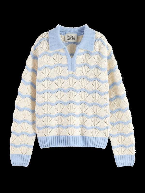 scotch & soda STRIPE BOXY PULLOVER WITH COLLAR