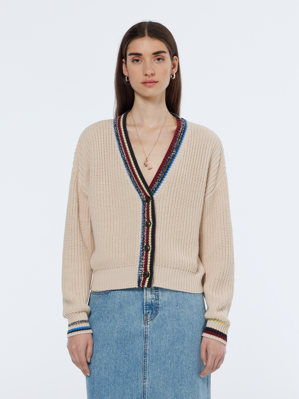scotch & soda stripe trim cardigan