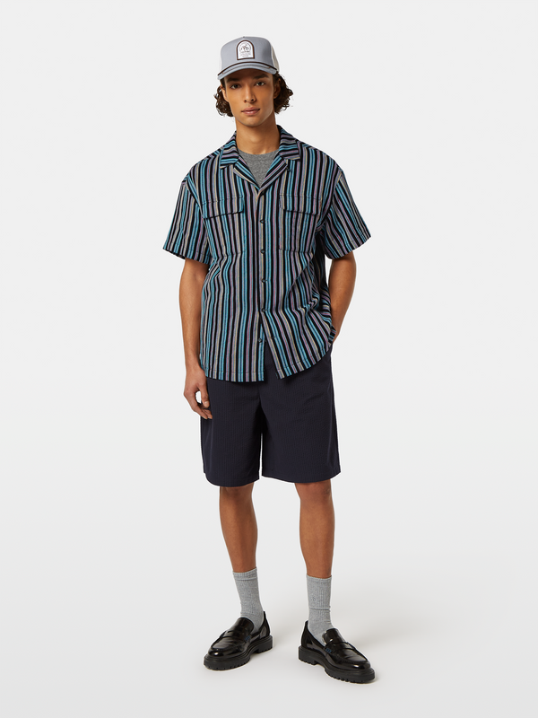 Scotch & Soda Striped Short Sleeve Jacquard Shirt