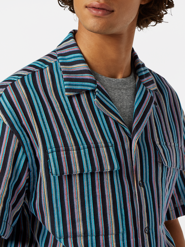 Scotch & Soda Striped Short Sleeve Jacquard Shirt