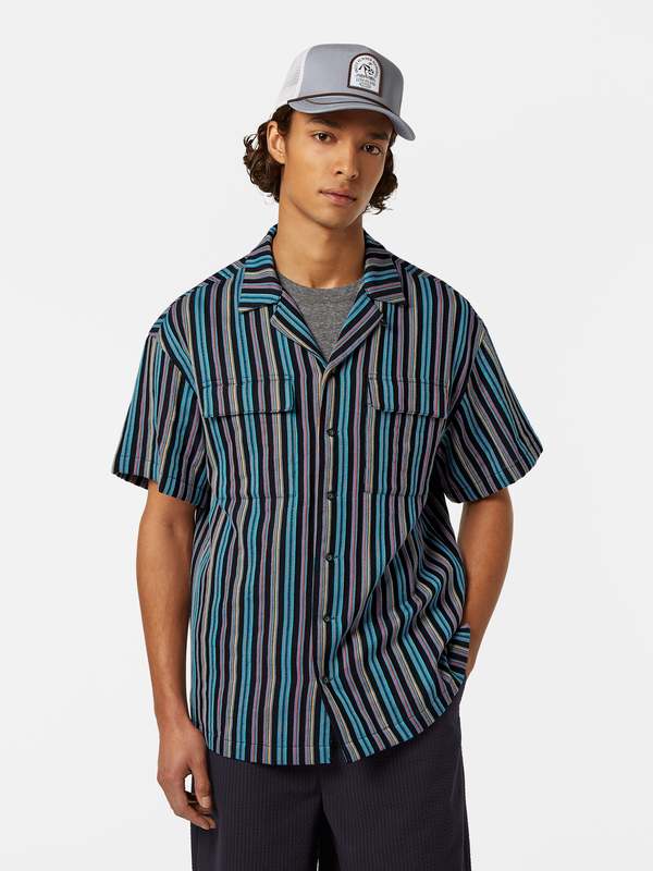scotch & soda Striped Short Sleeve Jacquard Shirt