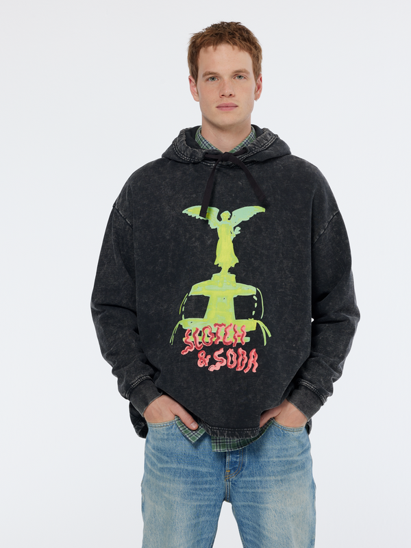 scotch & soda Washed artwork relaxed fit hoodie