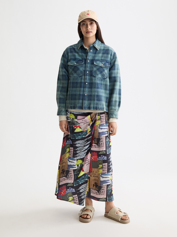 Scotch & Soda Washed Denim Checked Overshirt