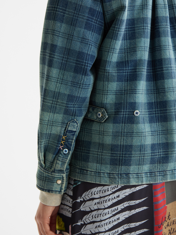 Scotch & Soda Washed Denim Checked Overshirt