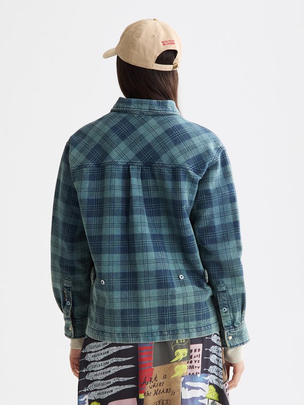 Scotch & Soda Washed Denim Checked Overshirt