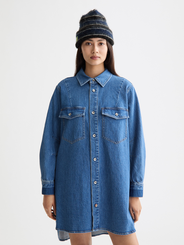 Scotch & Soda Washed Denim Mini Shirtdress