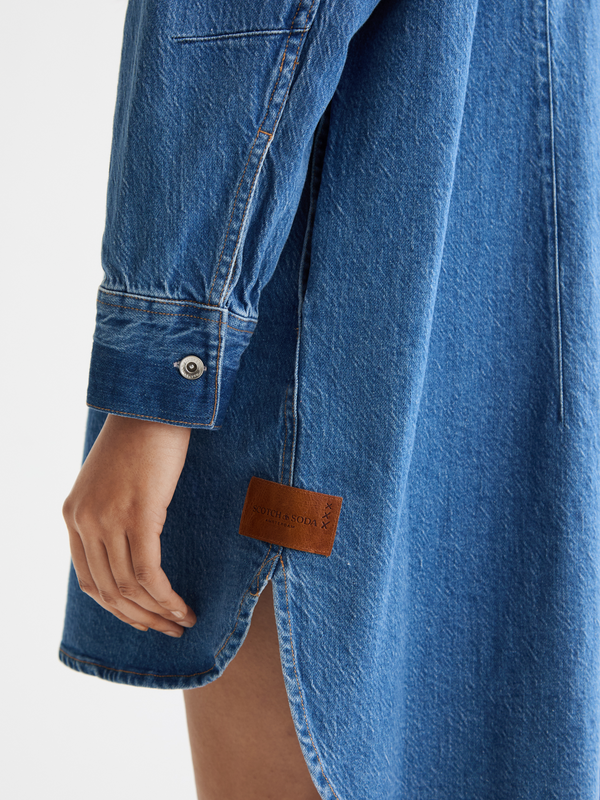 Scotch & Soda Washed Denim Mini Shirtdress
