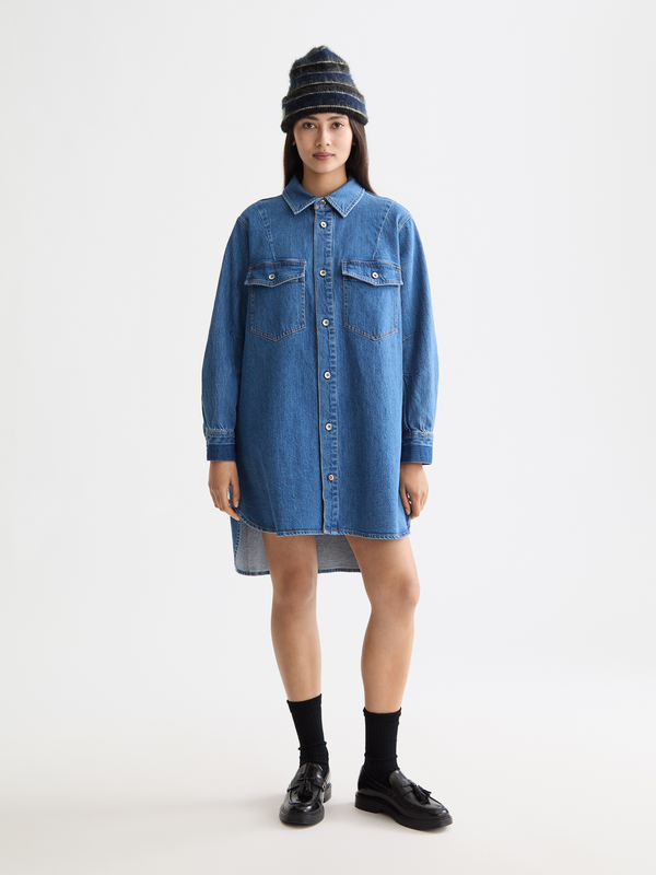 scotch & soda Washed denim mini shirtdress
