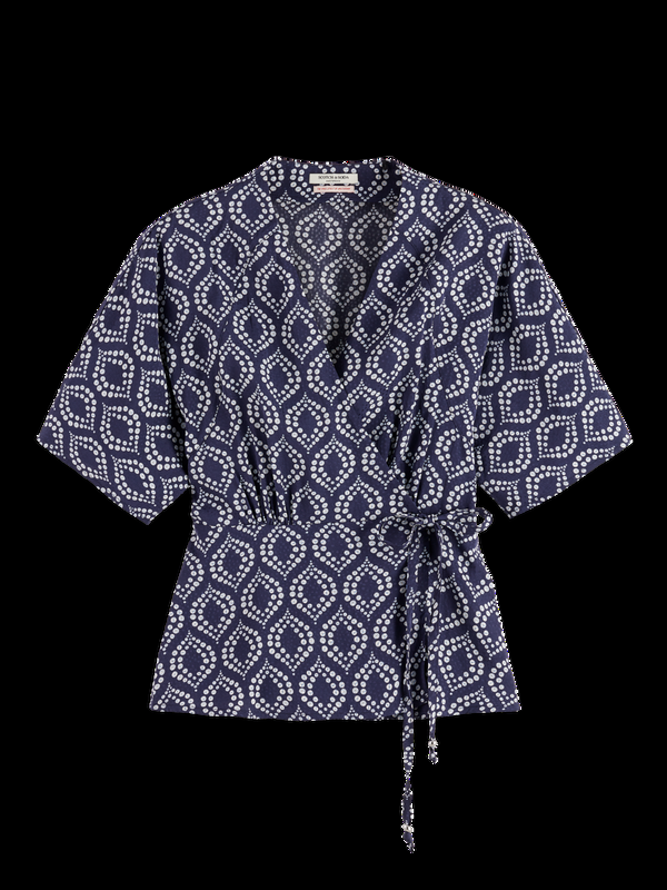 Scotch & Soda Wrap Top In Viscose Jacquard