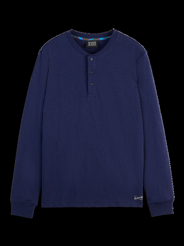 Scotch & Soda Slub Henley Regular Fit Long Sleeve T-shirt