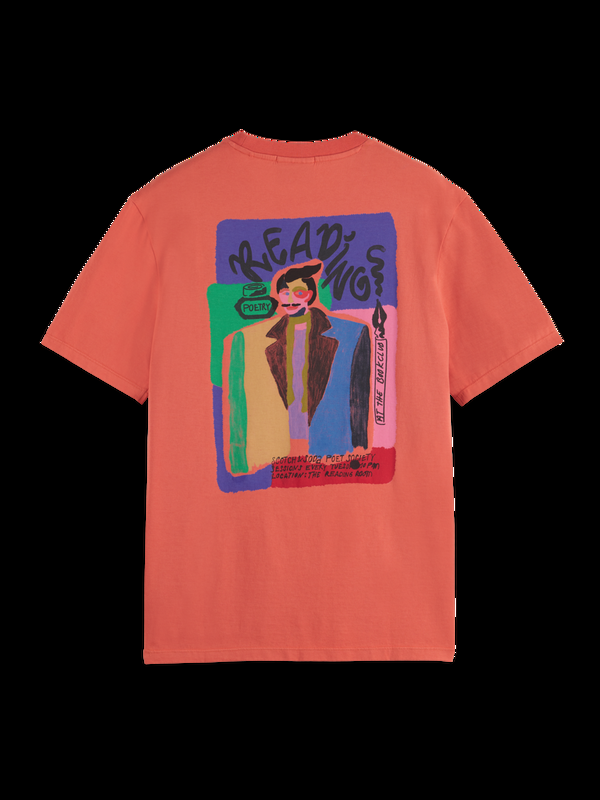 Scotch & Soda T-shirt Met Artwork Op De Voorkant Achterkant En Normale Pasvorm