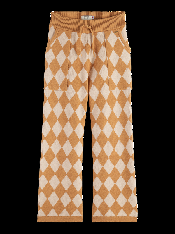 scotch & soda TONAL CHECKERBOARD KNITTED STRAIGHT LEG PANT