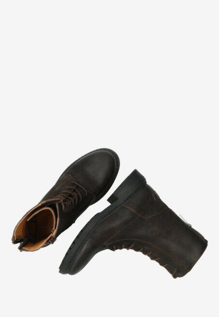 Shabbies Amsterdam Enkellaars Duck Lacey Reversed Donkerbruin