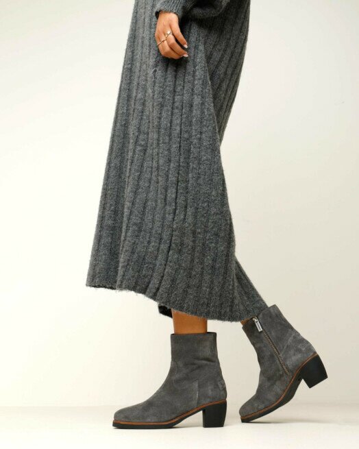 shabbies amsterdam Enkellaars Lucie Ankie Donkergrijs