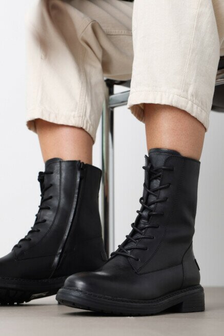 Shabbies Amsterdam Enkellaars Duck Lacey Zwart