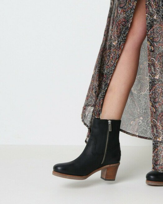 Shabbies Amsterdam Enkellaars Lieve Cleo Zwart