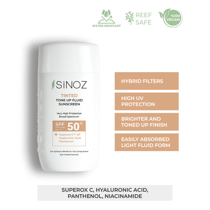 sinoz cosmetics Tinted Tone Up Fluid Sunscreen SPF 50 +