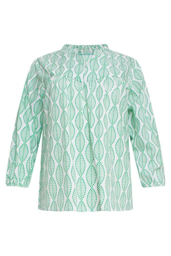 Smashed Lemon 23003 Top Met Ornament Print100% Rayon | White-Green