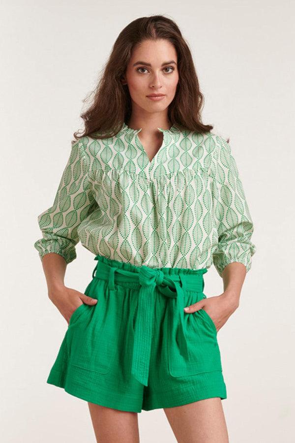 Smashed Lemon 23003 Top Met Ornament Print100% Rayon | White-Green