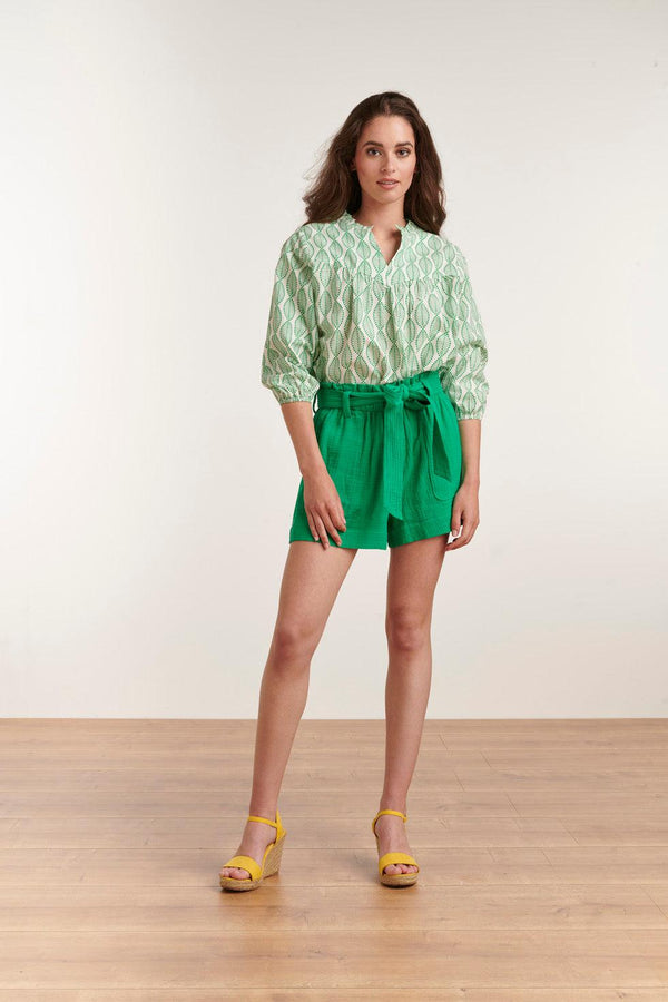 Smashed Lemon 23003 Top Met Ornament Print100% Rayon | White-Green