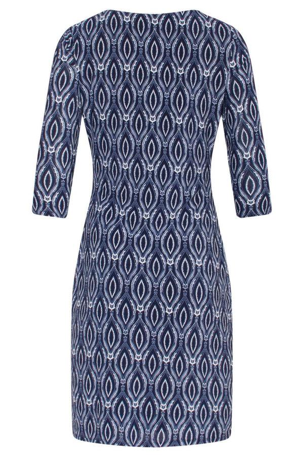 Smashed Lemon 23035 Jurk Ornament Printmarine- | Navy-White