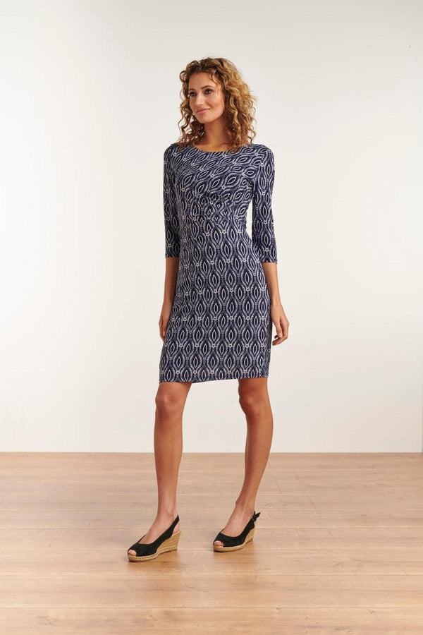 Smashed Lemon 23035 Jurk Ornament Printmarine- | Navy-White