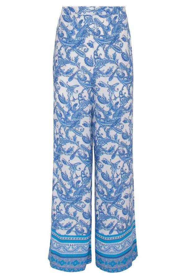 Smashed Lemon 23046 Lange Damesbroek Met Hoge Taillelosse Pasvorm | Blue-White