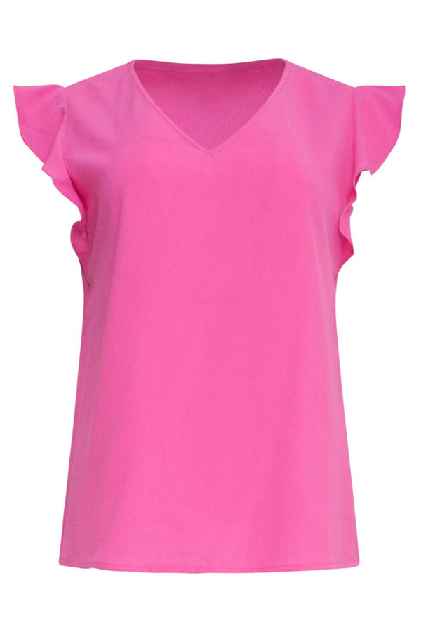 Smashed Lemon 23047-420 Casual Topfuchsia Met Ruffle Mouw | Pink